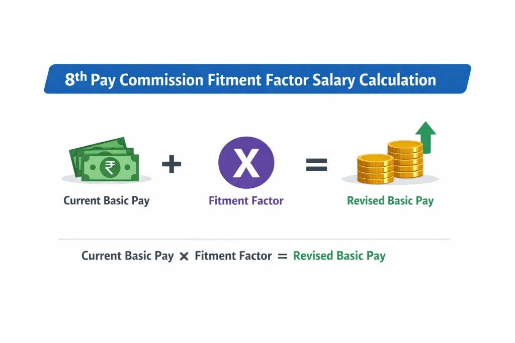 8th Pay Commission Fitment Factor Salary Calculation 2026 8th Pay Commission Fitment Factor 2026 salary calculation formula showing 2.57 vs 2.86 vs 3.68 comparison